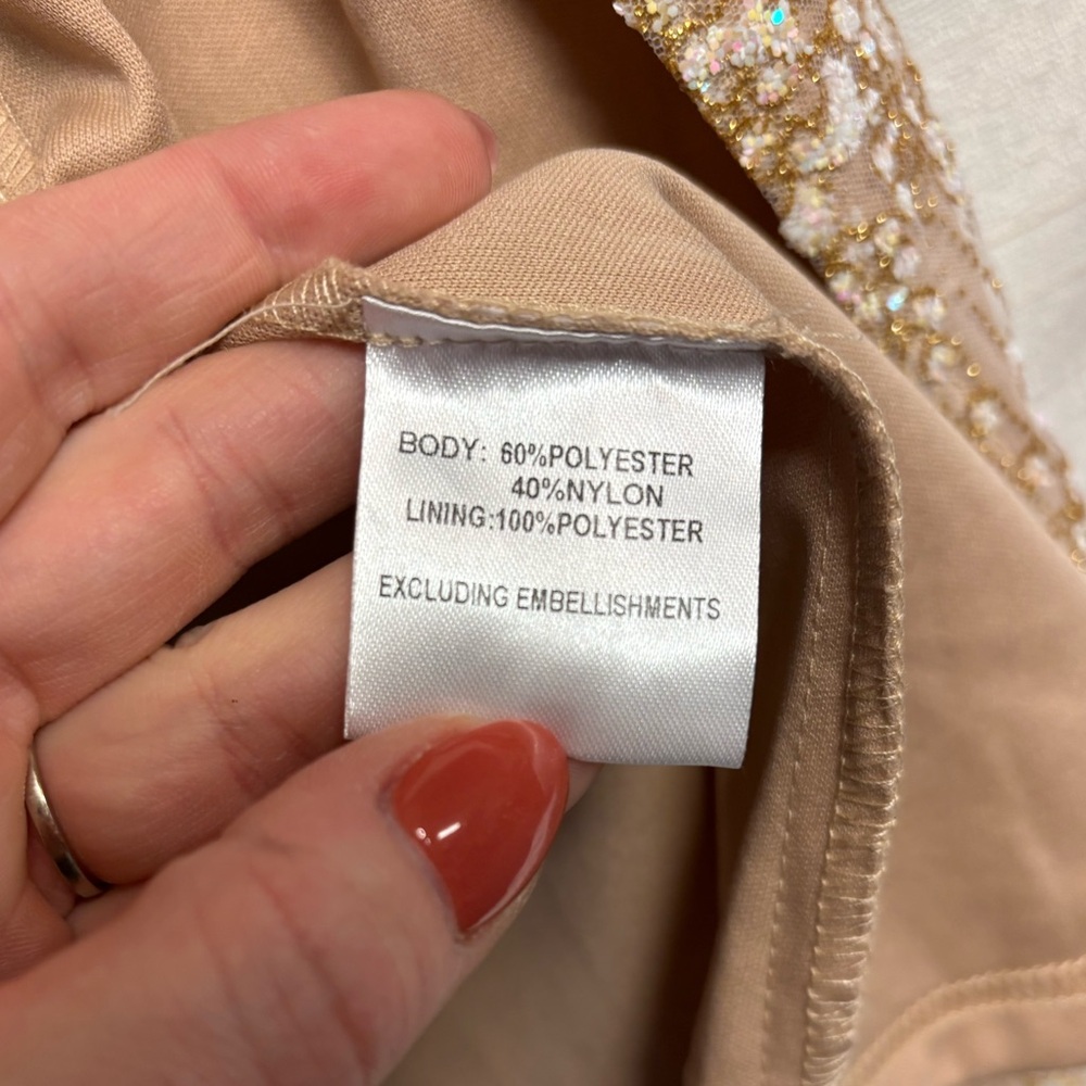 Hello Molly | NWT Gold Sequin Backless Dress Wrap Tie Slit Prom Formal Sexy US 4 - Picture 13 of 13